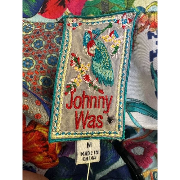 Johnny Was Silk Colorful Floral Open Front Cardigan w/Wide Sleeves Size M - Picture 7 of 8